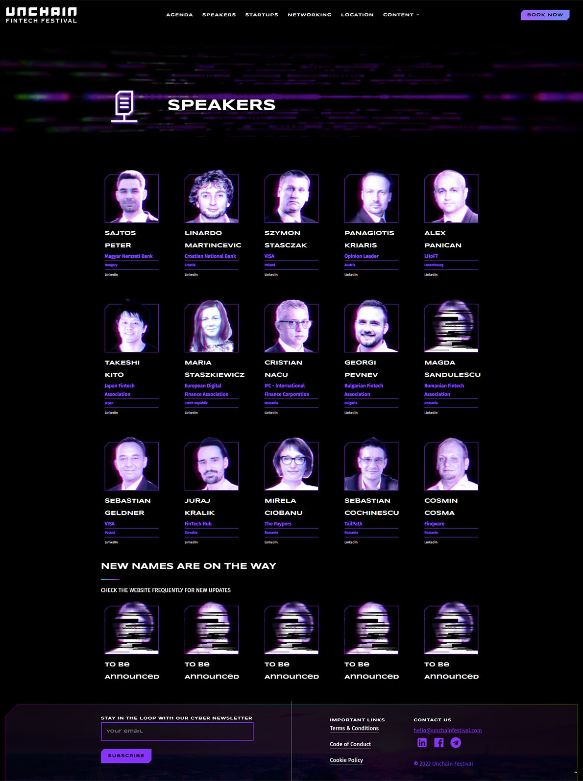 speakers page unchain festival website de prezentare landing page design